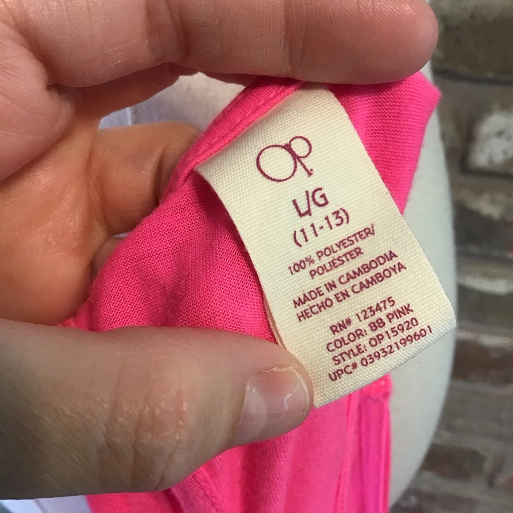 OP Women's Neon Pink Racerback Swim Coverup L NEW - Picture 7 of 7